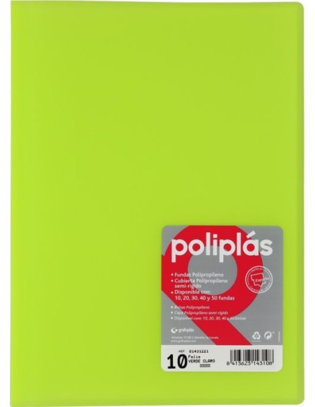 CARPETA Fº 30 FUNDAS SOLDADAS TRANSLUCIDAS VERDE CLARO